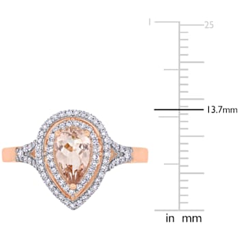 0.62ctw Morganite and 0.25ctw Diamond 14k Rose Gold Halo Ring