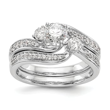 Rhodium Over 14K White Gold Lab Grown Diamond By-Pass Complete
Engagement Ring 0.656ctw