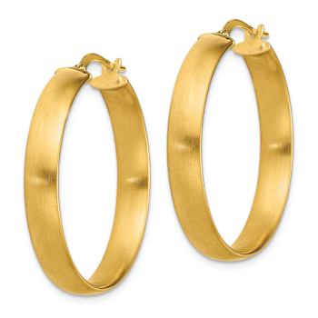 14k Yellow Gold 1 1/4" Large Satin Hoop Earrings
