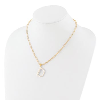 Gold Tone Sterling Silver 3-5.5mm Freshwater Cultured Pearl LETTER D
18-inch Necklace