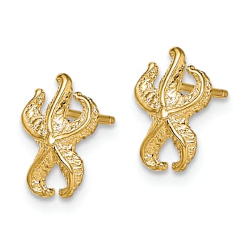 14K Yellow Gold Textured Starfish Stud Earrings