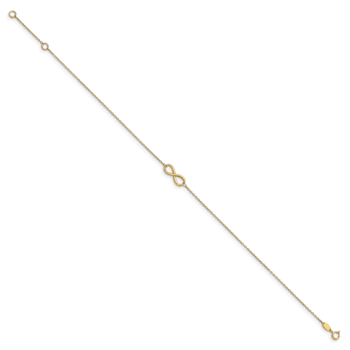 14K Yellow Gold Polished Infinity with 1-inch Extension Anklet