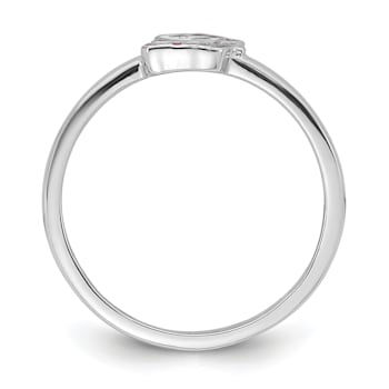 Rhodium Over Sterling Silver Multi-color Enameled Cat Children's Ring