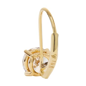 White Cubic Zirconia 14k Yellow Gold Earrings With Velvet Gift Box 1.50ctw