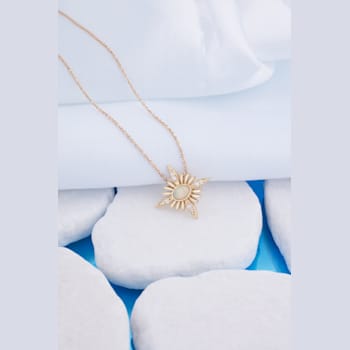 14K Yellow Gold Oval Cabochon Ethiopian Opal and Round Diamond Celestial Necklace.
