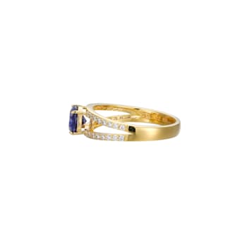 Blue And White Cubic Zirconia 18K Gold Over Sterling Silver Ring 1.72ctw