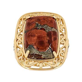 Peanut Obsidian Rectangular Cushion And Andalusite Ring In 18K Gold Over
Sterling Silver 0.21ctw