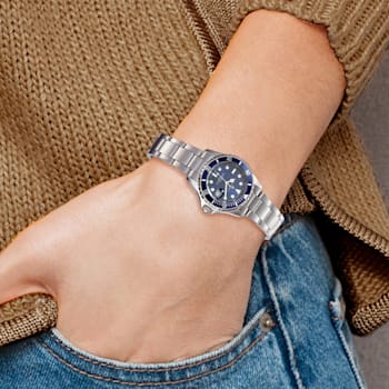 Ladies Charles Hubert Stainless Steel Band Blue Dial Watch