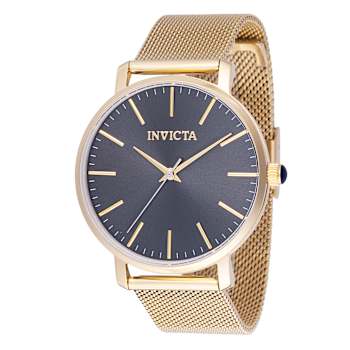 Invicta Angel 38mm Charcoal Dial Yellow Stainless Steel Mesh Band Quartz Watch