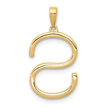 14K Yellow Gold Diamond Letter S Initial Pendant