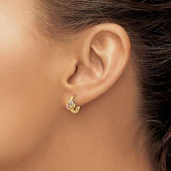 14k Yellow and 14k Rose Gold with Rhodium Over 14k Yellow Gold
7/16" Love Knot Hinged Hoop Earrings