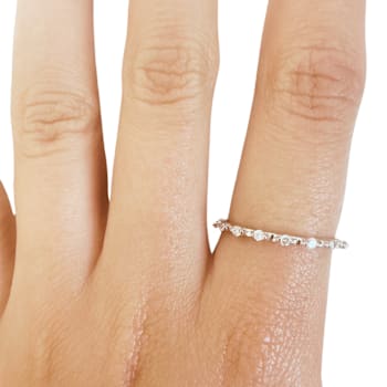 Rhodium Over Sterling Silver Lab Grown Diamond Stackable Half Eternity
Band Ring VS G-H