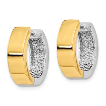 14k Two-tone 1/2" Round Hinged Hoop Earrings