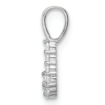 Rhodium Over 14K White Gold Lab Grown Diamond Letter J Initial Pendant