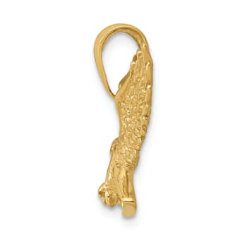 14K Yellow Gold Solid Polished Eagle Landing Pendant