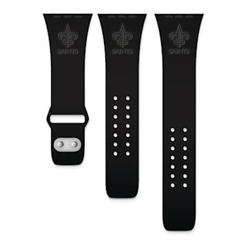 Gametime New Orleans Saints Debossed Silicone Apple Watch Band (42/44mm
M/L). Watch not included.