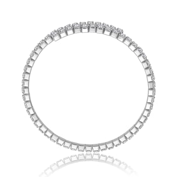 Bypass CZ Tennis Bracelet In White Rhodium Over Brass