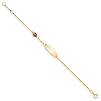 14k Yellow Gold Children's Enamel Ladybug ID Bracelet