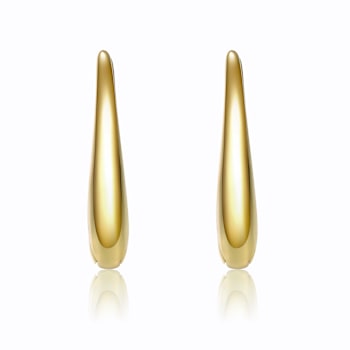 Oblong Oval Hoop Earrings In 14K Gold Over Brass