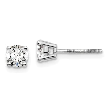 14K White Gold Lab Grown Diamond 3/4ctw VS/SI GH Screw Back 4 Prong Earrings