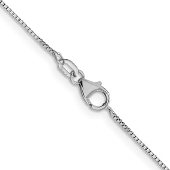 Rhodium Over 18K White Gold 0.7mm Solid Box 18 Inch Chain