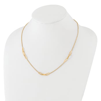 14K Yellow Gold Polished and Diamond-cut Fancy Link Rope Necklace
