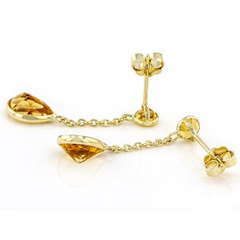 Yellow Citrine 14k Yellow Gold Dangle Earrings 2.14ctw