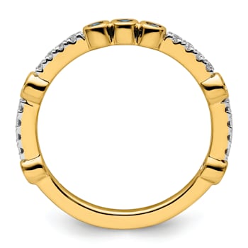 14K Yellow Gold Stackable Expressions Aquamarine and Diamond Ring 0.285ctw