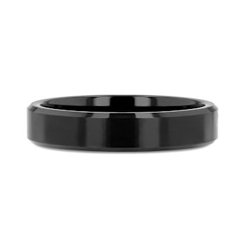 INFINITY Black Tungsten Ring with Beveled Edges 4mm