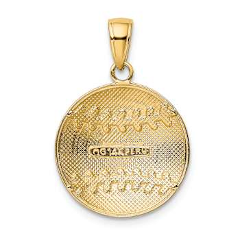 14k Yellow Gold Polished and Textured Baseball Charm