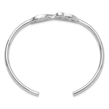 Rhodium Over Sterling Silver Heart Infinity Symbol Cuff Bracelet
