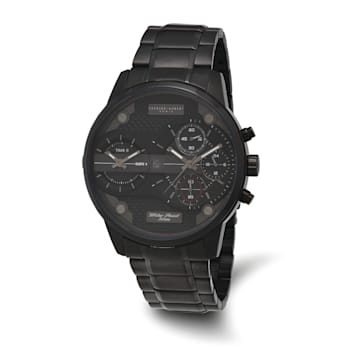 Charles Hubert Black IP-plated Stainless Chronograph Dual Time Watch