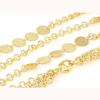 Multi-Row Disc Chain Necklace In 18K Gold Over Bronze