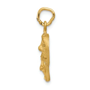 14k Yellow Gold Satin and Diamond-Cut Comedy and Tragedy Pendant