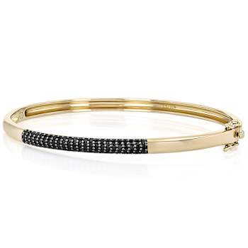 Black Spinel Bangle Bracelet In 18K Gold Over Sterling Silver 1.71ctw