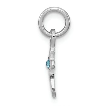 Rhodium Over Sterling Silver Child's March Light Blue Preciosca Crystal
Cross Pendant