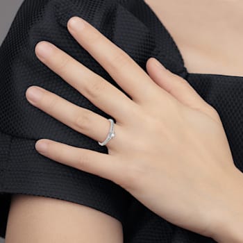 Rhodium Over 14K White Gold Lab Grown Diamond Complete Petite Engagement
Ring 0.1ctw