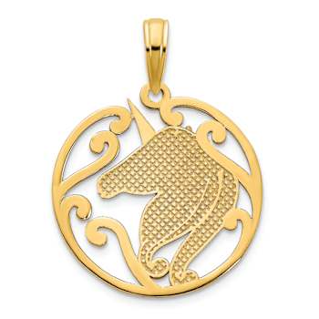 14k Yellow Gold Polished Unicorn Pendant