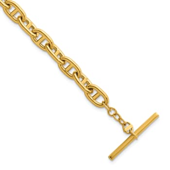 14K Yellow Gold 8mm Anchor Link 8 inch Toggle Bracelet