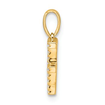 14k Yellow Gold Diamond Letter F Initial Pendant