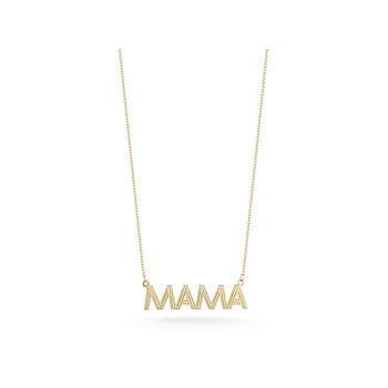 Bellissima Gold 14K Yellow Gold Etched MAMA Pendant Necklace