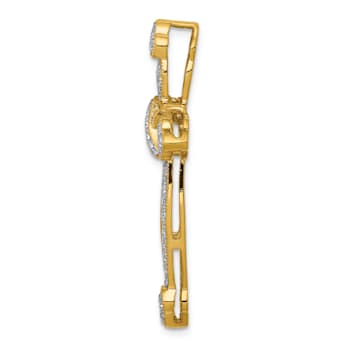 14k Yellow Gold and Rhodium Over 14k Yellow Gold Diamond Budded Cross
Chain Slide Pendant