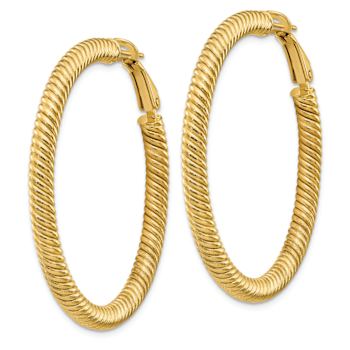 14k Yellow Gold 1 3/4" Twisted Round Hoop Earrings
