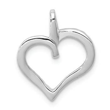 Rhodium Over 14k White Gold Diamond Heart Pendant