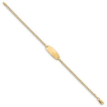 14k Yellow Gold Children's Oval Curb Link ID Bracelet