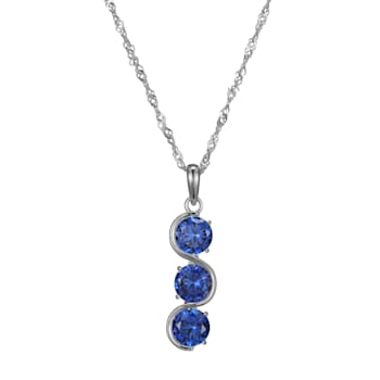 Lab Created Blue Sapphire Platinum Over Sterling Silver September
Birthstone Pendant 3.88ctw