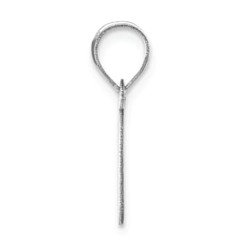 Rhodium Over 14k White Gold Polished Bubble Letter I Initial Pendant