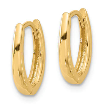 14k Yellow Gold Polished 1/2" Oval Hinged Hoop Earrings