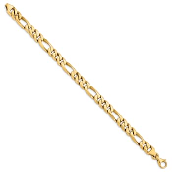 14K Yellow Gold 8mm Hand-Polished Figaro Link Bracelet