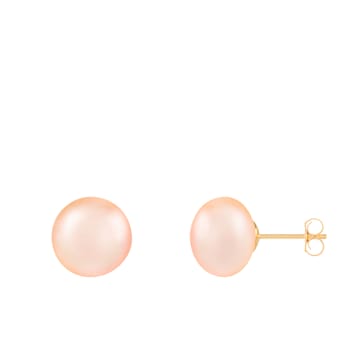 14k Yellow Gold 10-11mm Pink Freshwater Pearl Stud Earrings